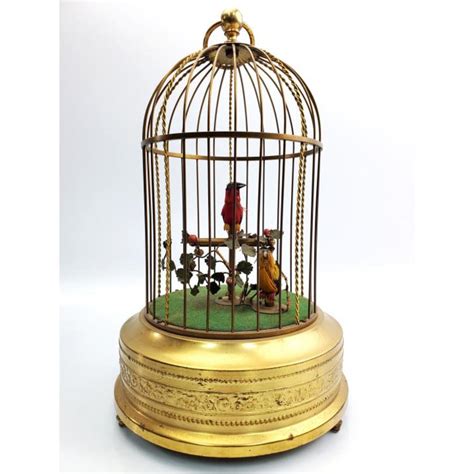 Vintage German Birdcage Music Box with Mechanical 